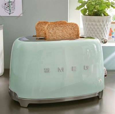 Тостер SMEG TSF01PGEU на 2 ломтика, пастельный зеленый; подогрев, размораживание; 6 ур. поджарки; съемный поддон - фото 32666
