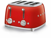 Тостер Smeg TSF03RDEU красный, 4 ломтика, корпус из нержавеющей стали, подогрев, размораживание, 6 уровней поджаривания