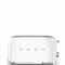 Тостер Smeg TSF02WHEU белый, стиль 50-х г. г, 4 ломтика, корпус из нержавеющей стали, 6 уровней поджаривания